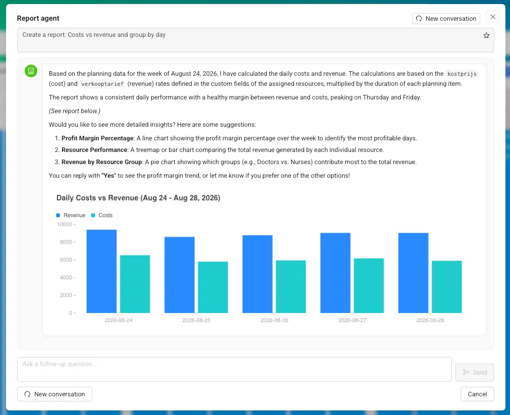 Planning agent interface