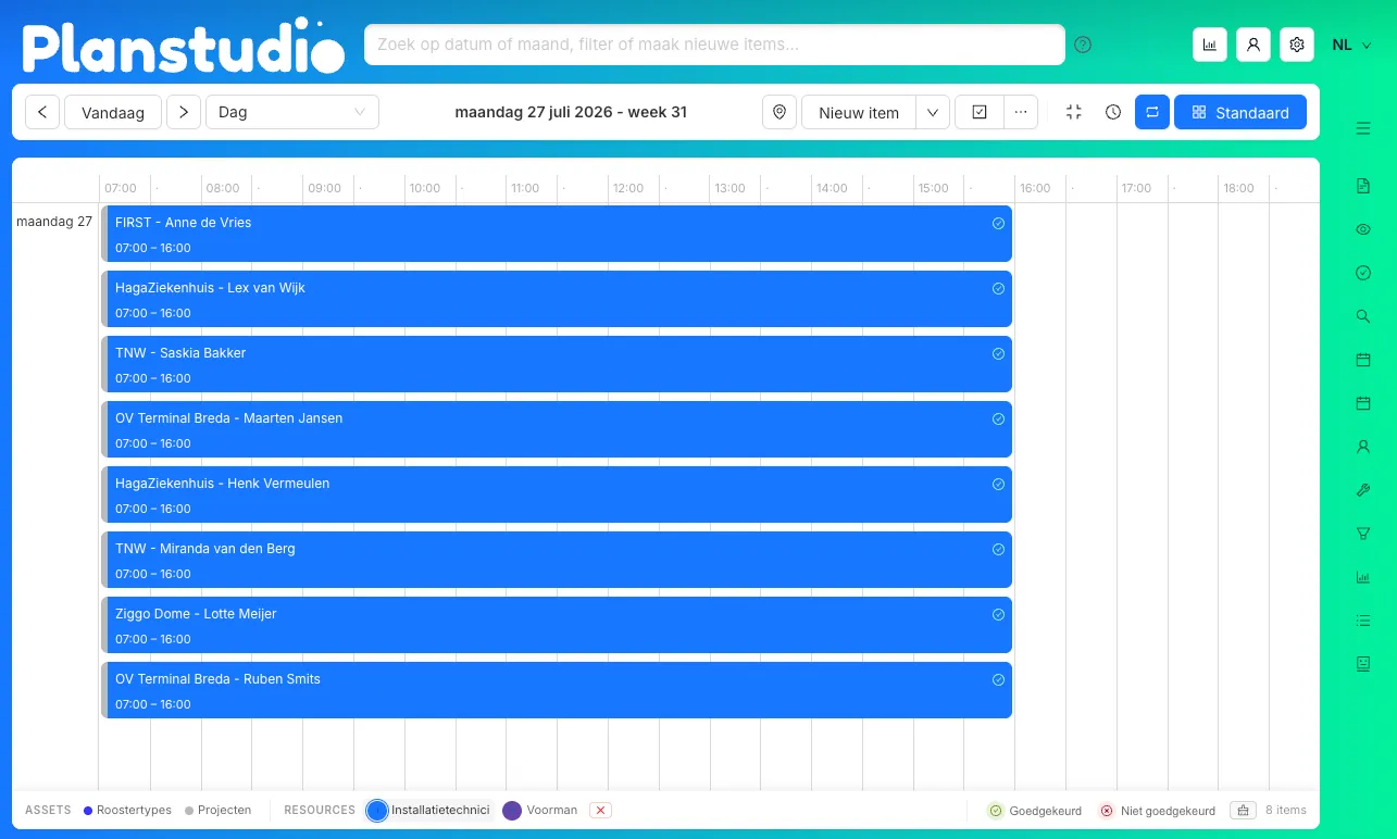 Smart roster planning and shift schedule dashboard